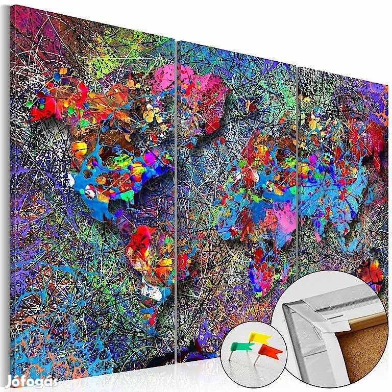 Kép parafán - Colourful Whirl Cork Map